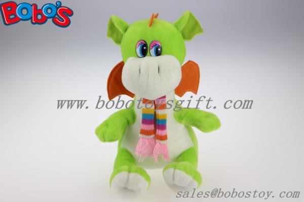 100% Polyester Green Cuddly Plush Dinosaur Toy With Scarf For Kids