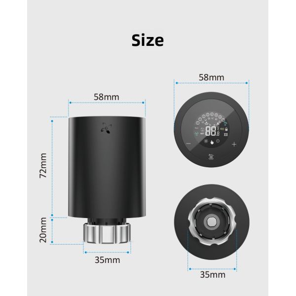 SIXWGH Tuya Zigbee & Wi-Fi Smart LCD Touchscreen Thermostatic Radiator Valve Programmable Temperature Control APP Voice Eco Home