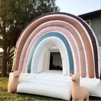 Videur gonflable de location d'arc-en-ciel de partie extérieure de bâche de PVC avec la maison combinée de rebond d'enfants de glissière