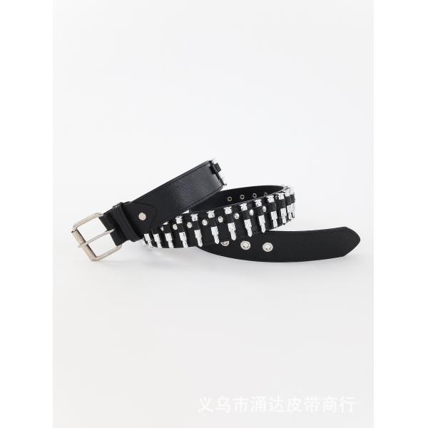 Ordinary Style 2-4cm Men's Western Punk Rivet Belt with Smooth Buckle Pant Decoration