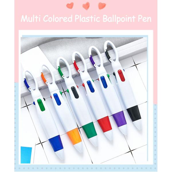 Four Color Ink Ball Pen Mountaineering Buckle Shape Plastic Ballpoint Pen