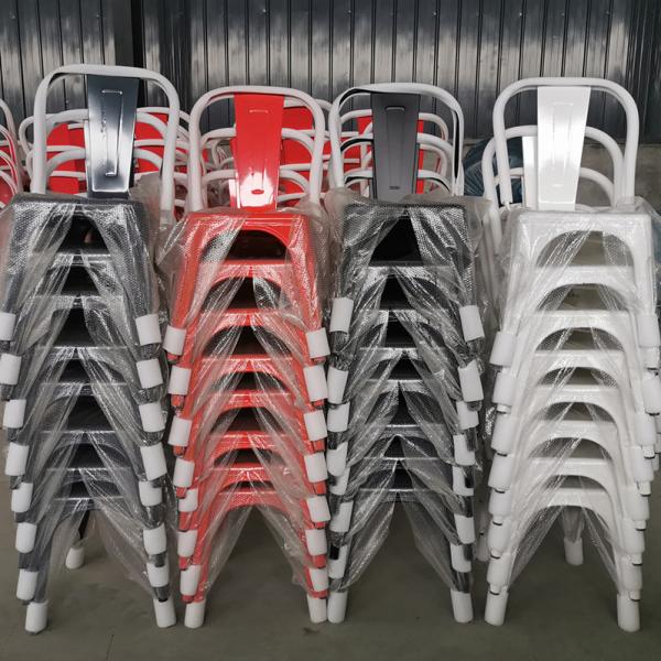 Household Stackable Metal Dining Chair Orange Vintage Metal Bistro Chairs