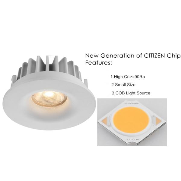 IP54 Mini Cut out73mm Dia80*H35MM White Aluminum 2700-3000K Fixed Dimmable 7W 180mA COB Downlights for Bathroom/R3B0129