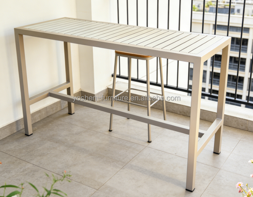 Yoshen 81-Inch Wooden Slat Bar Table for Outdoor Kitchen Backyard & Pub Counter Height