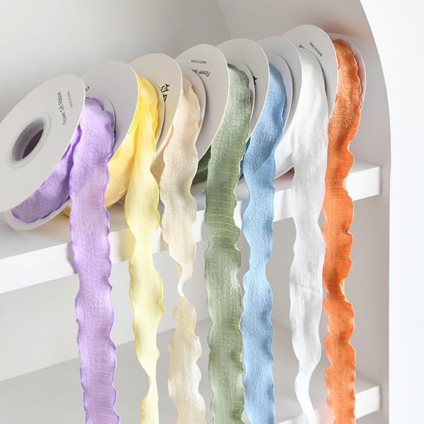 2.5cm pleated wave yarn floral ribbon fishtail yarn wrapped flower ribbon ribbon snow yarn chiffon ribbon ribbon
