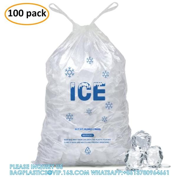 Sustainable, Recyclable, Drawstring Pack Clear Plastic Packaging Storage For Ice Storage With Draw String Closure