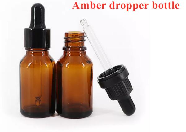 Brown Essential Oil Glass Dropper Bottle GMP 10ml Amber Glass Bottles