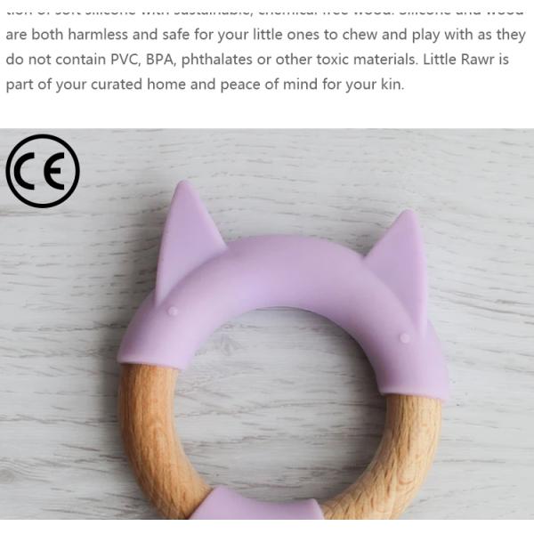 Purple Silicone Beech Wood BPS BPA Free Funny Teething Toys