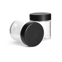 1oz 4oz Custom Childproof Round Child Resistant Packaging Container Proof Proof Child Proof Jar de vidro com logotipo de tampa CR