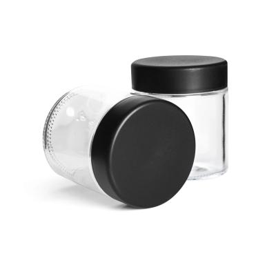 1oz  4oz Custom Childproof Round Child Resistant Packaging Smell Proof Container Child Proof Glass Jar With CR Lid Logo