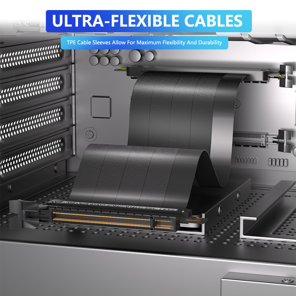 Черное расширение GPU PCI-E 4.0 Riser кабель 16x защищенная высокая скорость