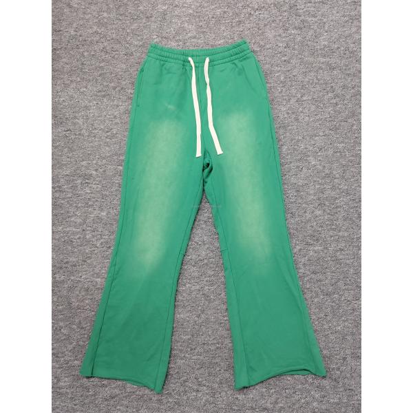 Men'S Sun Faded Acid Wash Flared Sweatpants Custom For Girls Boys Vintage Decoration Raw Hem Cut Edge