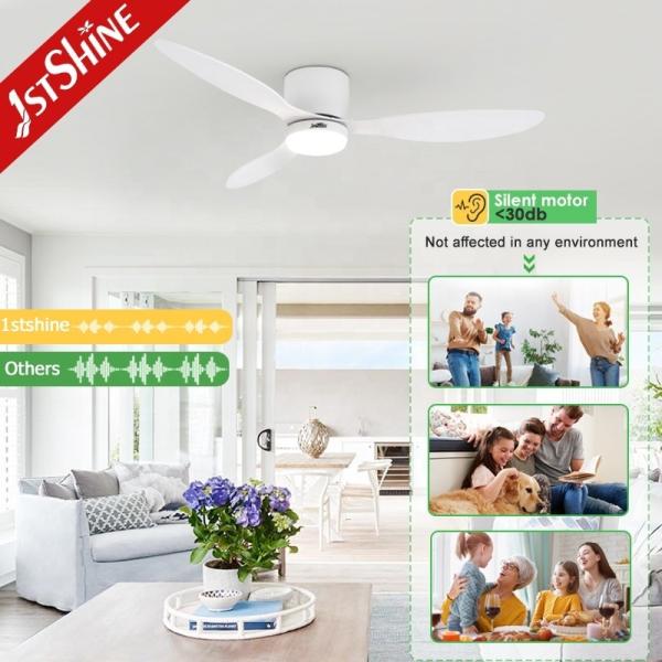 Ventilador de teto ajustável com controle remoto com luz LED de 3 cores e design de montagem de flush