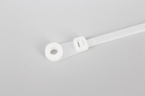 DEMOELE 3*200mm size white and black color mountable head self-locking cable ties with hole for screw install zip ties