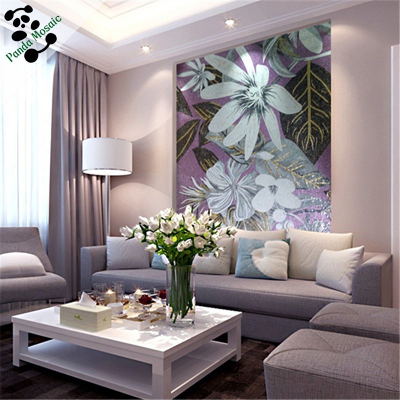 MB SMM08-B Glass Mosaic Art Wall Tile Handmade Tile Glass Painting Pictures Flower Mosaic Bedroom Mural