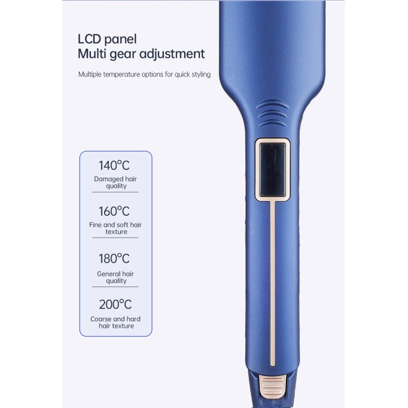 Professional Electric 2-in-1 Wide Flat Iron Hair Straightener LCD Display Custom Logo Infrared Technology Household Hotel Use