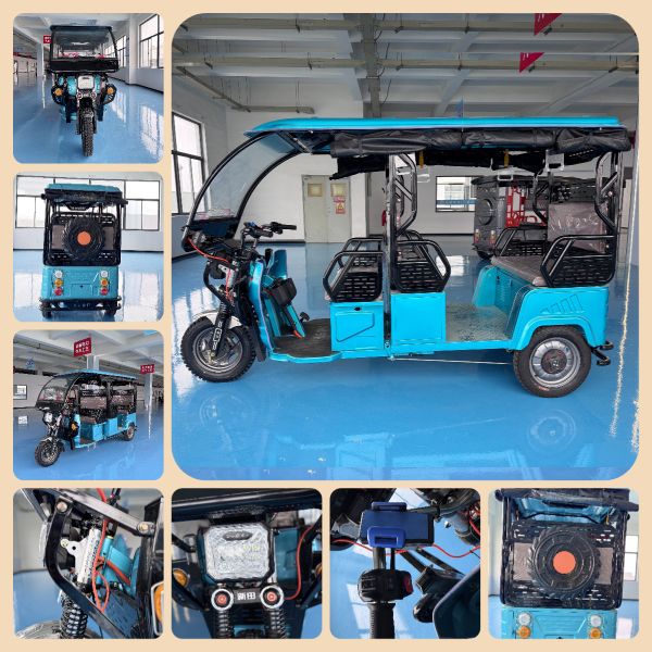 Triciclo Eléctrico Práctico de Cuatro Pasajeros con Amortiguación Hidráulica + Faros LED