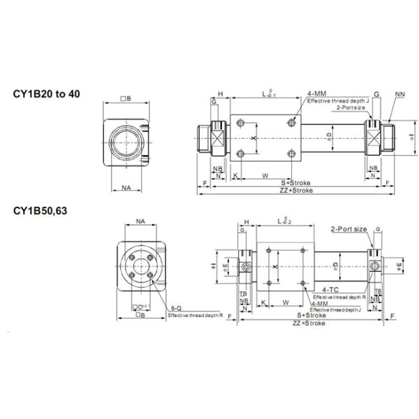 Нержавеющая сталь магнитно соединила цилиндр воздуха 1.05Mpa Rodless двойной действующий пневматический