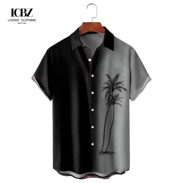 T-shirt de l'été pour homme à col de stand, coco rétro, top 3D, t-shirts de plage