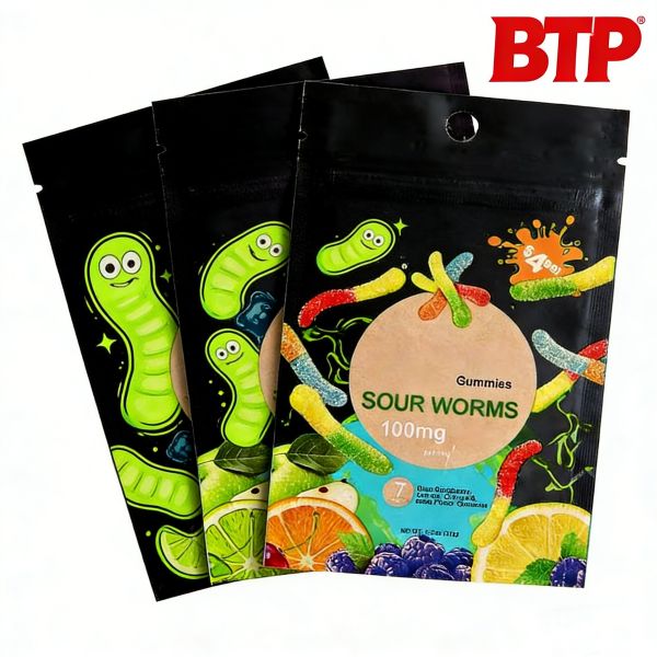 MOQ 100pcs Child Resistant Disposable Gummy Pouch Smell Proof Zipper Bag Custom Printed Packaging Security Bopp for Edibles