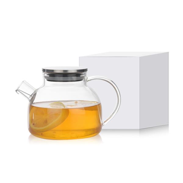Electric Stove Safe Transparent Glass Tea Set With Stainless Steel Airtight Lid