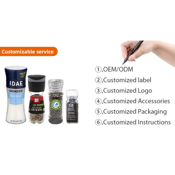 Food Grade 50 ml 80 ml Plastic Shaker Bottle Pet Packing Plastic Spice Jars Grinder Mill Set for Kitchen