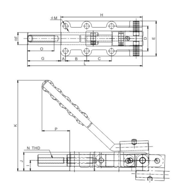 Long Handle Push Pull Toggle Clamp 35000HL Ductile Iron Base Heat Treatment Surface