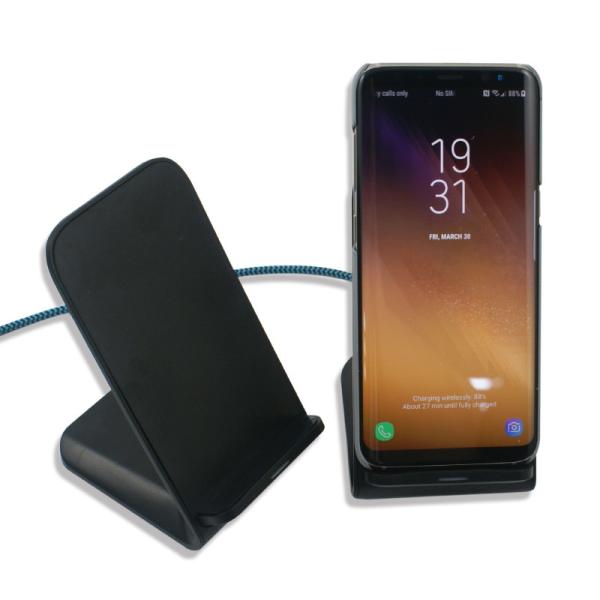 Black 10w / 15w Wireless Phone Charger Stand Qi Standard Fast