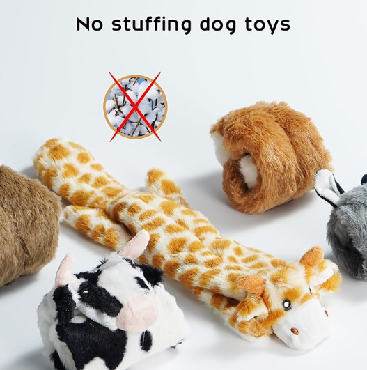 Double Layer Reinforced Fabric Durable Cute No Stuffing Chewtle Plush Squeaky Dog Toys