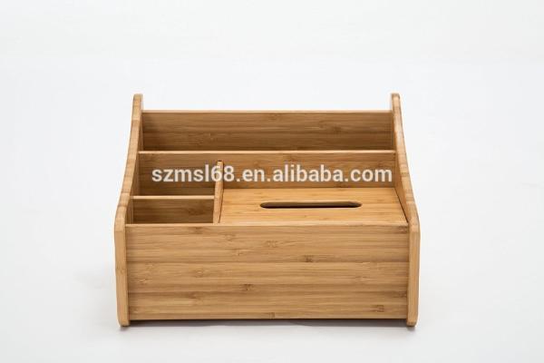 Multifunction Bamboo Tissue Dispenser Box Holder For Mobile Phone And Accessories