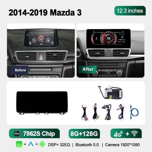 QLED Display Car DVD Player Carplay Android Auto Mazda3