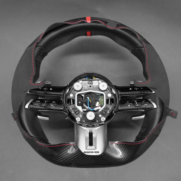 20*15*7cm Hand Stitching Carbon Suede Steering Wheel Cover for Mercedes Benz C-Class W206 E-Class W213 2021 AMG