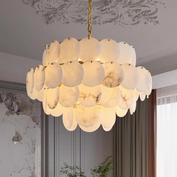Lujo de piedra natural de mármol LED lámpara de colgar Salón de estar Alabastro lámpara de candelabrado luz colgante