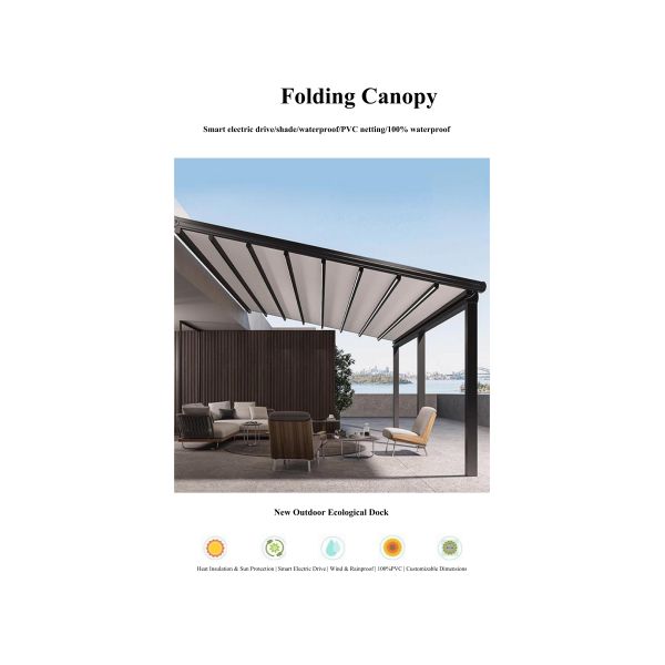 Waterproof Retractable Awning with Aluminum Frame Polyester Sail-Outdoor Patio Canopy 6m Projection Customizable Dimensions