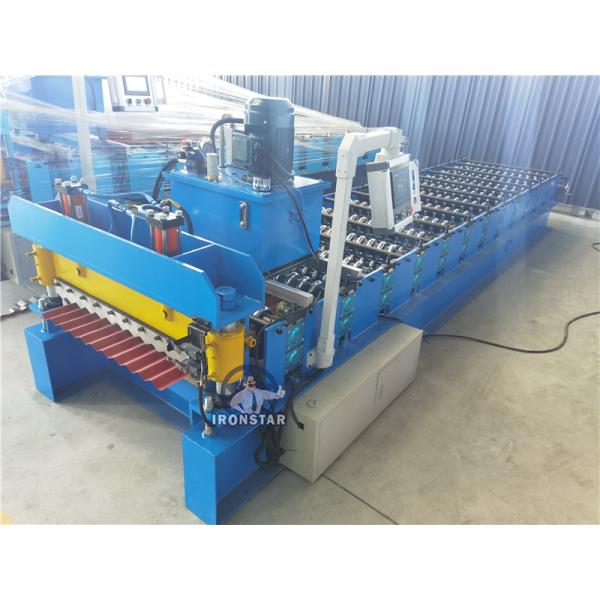 “Power Saving Automatic 836mm PPGI Corrugated Roof Roll Forming Machine Metal Wave Roof Sheet Making Machine PLC Control Power Saving 836mm Corrugated Roof Roll Forming Machine For PPGI Color Steel ”