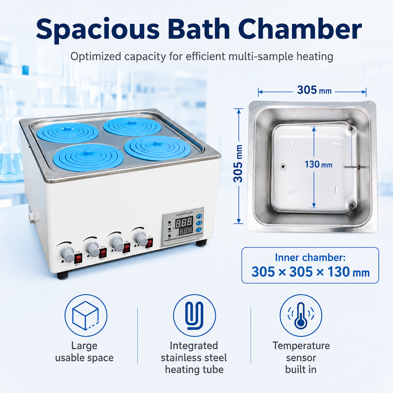 Cenlee Laboratory Constant Temperature Water Bath with 4 Independent Stirrers 800W Heating for Aquaculture Hygiene and Education