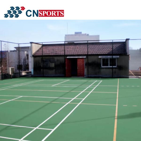 Blue Green Silicon Polyurethane Tennis Rubber Flooring UV Resistant