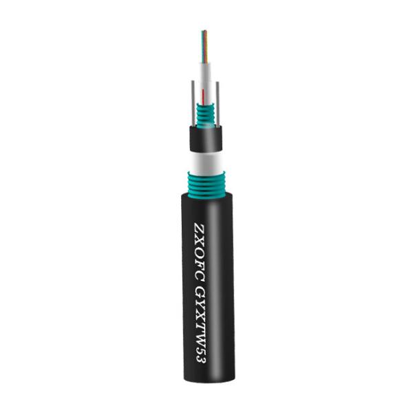 4 Core Direct Burial Fiber Optic Cable , GYXTW53 Double Armored Fiber Optic Cable