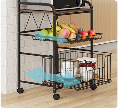 Household Kitchen Living Room Floor Rack Removable Three-Story Rectangular Storage Rack