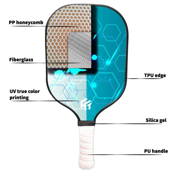 Hot Pressed Frosted PP Honeycomb Core Fiberglass Pickleball Paddle for 5-80 Age Group