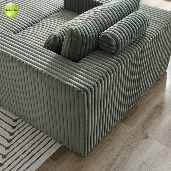 Striped Velvet Green Couch Chenille Sleeper Sofa Armchair With Ottoman