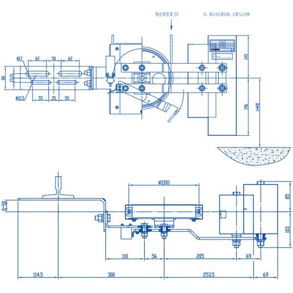 Elevator Spares Elevator Tensioning Device With 6/6.3mm Wire Rope Diameter  Rope Diameter