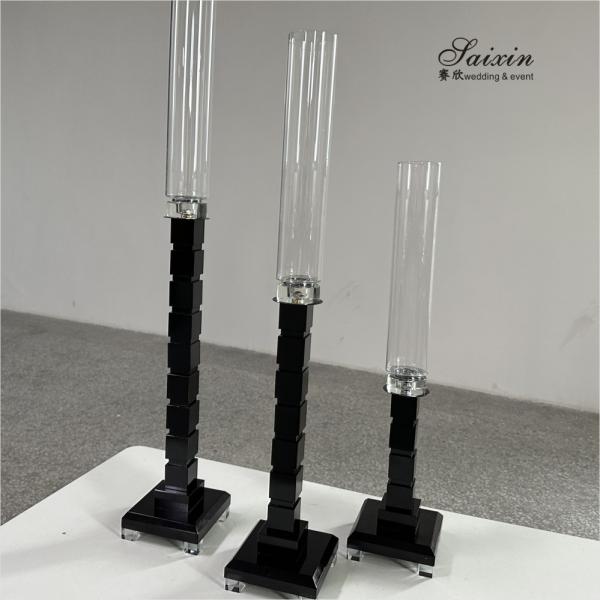 ZT-051 Metal Glass Candlestick Holder 3 pcs Set Mesa Alta Centro de Pedaço Decoração de Casamento Supplies Crystal Candlestick Holder