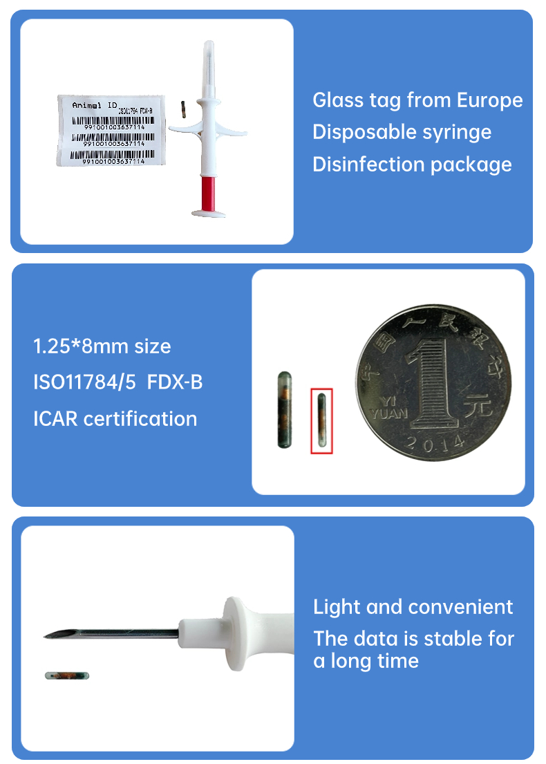 2026 Hot Selling Edition New RFID 134.2kHz Integrated Fofia Animal Implantable Microchip White ZS009 Model Waterproof 3-Year