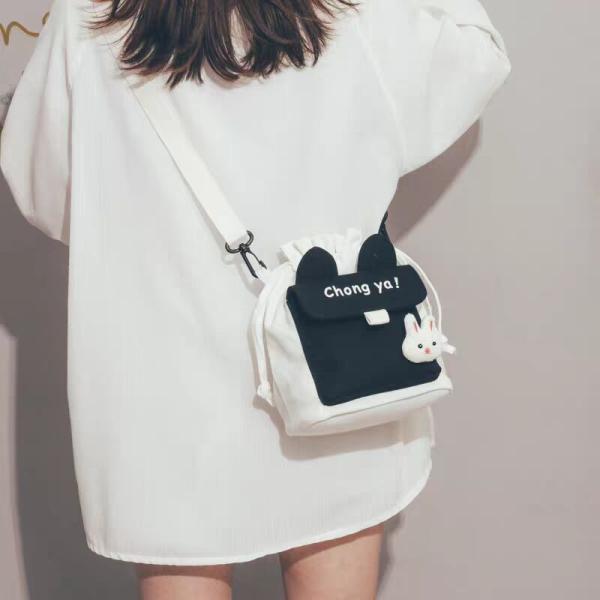 Women's canvas bag creative fashion shoulder crossbody customs logo words animal accessories bag Yiwu wholesale
