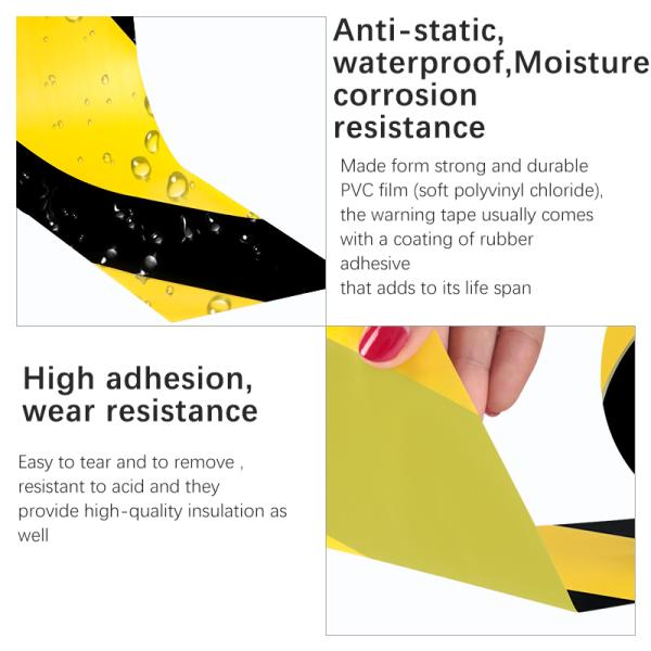 Non Adhesive PVC Yellow Warning Protection Caution Danger Barricade Tape For Security
