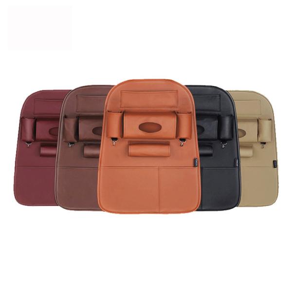 Durable Foldble Car Additional Accessories PU Leather Car Back Seat Organizer Multi Pocket