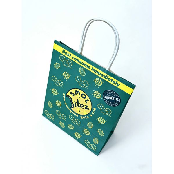 Custom Recyclable Disposable Kraft Paper Twisted Handle  Bag Printing for Shopping Bakery