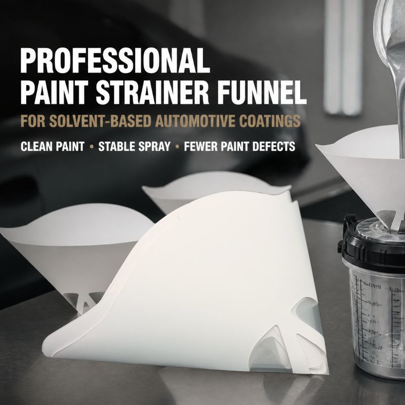 Disposable Paper Paint Strainer Filter Funnel with Polyester Mesh for Automotive Refinish Solvent Based Oil Based Paint Coatings