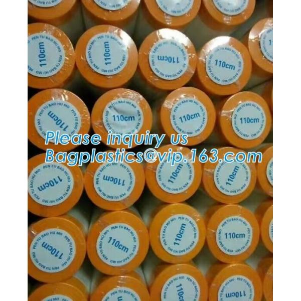 Disposable PE pre-taped self static cling masking film, Cover mask plastic drop film PE protection film with tape, BAGEA